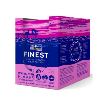 Fish4Dogs Finest White Fish Flakes with Salmon Pouch 100g - Pack of 6