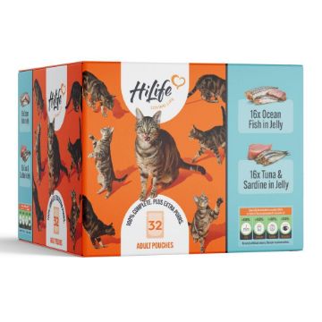 HiLife Cat Pouch Complete Fish in Jelly Wet Cat Food Pouches 32 x 70g