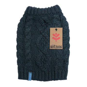 Sotnos Chunky Cable Knit Dog Jumper Grey