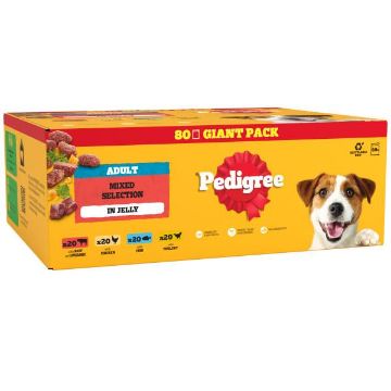 Pedigree Dog Pouch Adult Mixed Selection in Jelly 80 x 100g