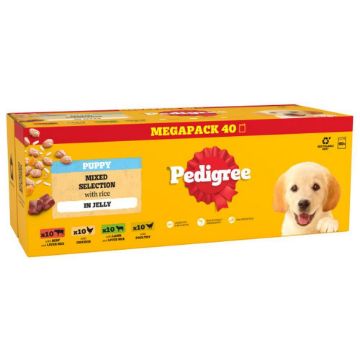 Pedigree Pouch Puppy Mixed Selection in Jelly 40 x 100g Mega Pack