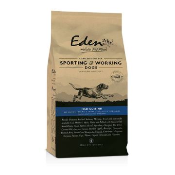 Bag of Eden Holistic Pet Foods for Sporting and Working Dogs on a white background