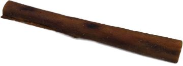 A single dark brown, curved, textured stick or rod photographed on a plain white background.