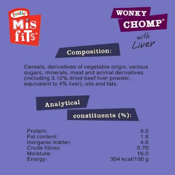 Misfits Wonky Chomps Dog Treats Medium 170g - Case of 12