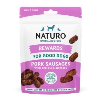 Naturo Dog Treats Pork & Apple Sausages 70g - Case of 8