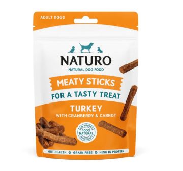 Naturo Dog Treats Meaty Sticks Turkey  - Case of 8