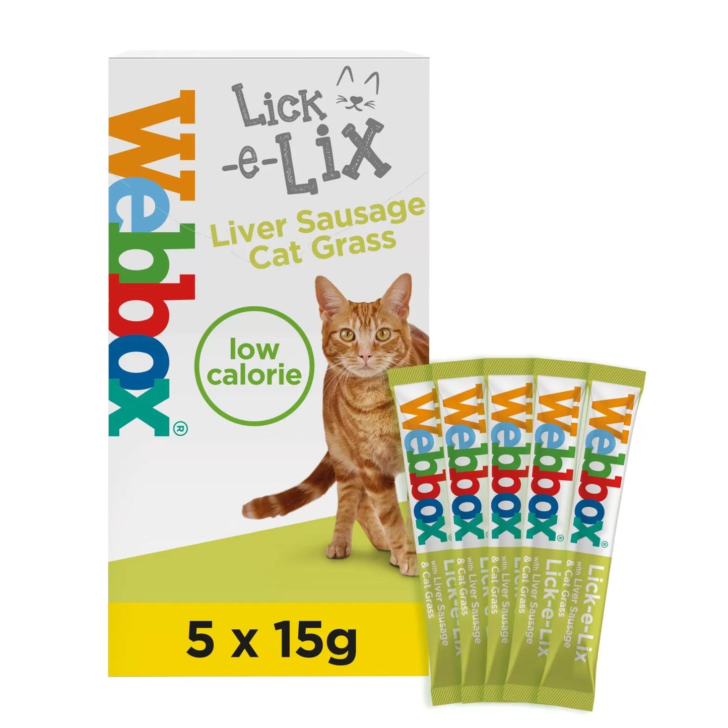 Webbox Lick E Lix With Liver Sausage & Cat Grass 15g - Pack of 5
