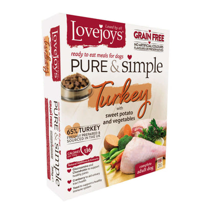 Lovejoys Turkey Pure & Simple Grain Free Complete Adult Wet Dog Food 10 x 395g