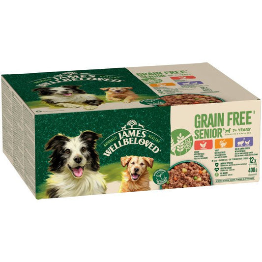 James Wellbeloved Senior Dog Can Variety Grain Free 12 x 400g - Free P & P