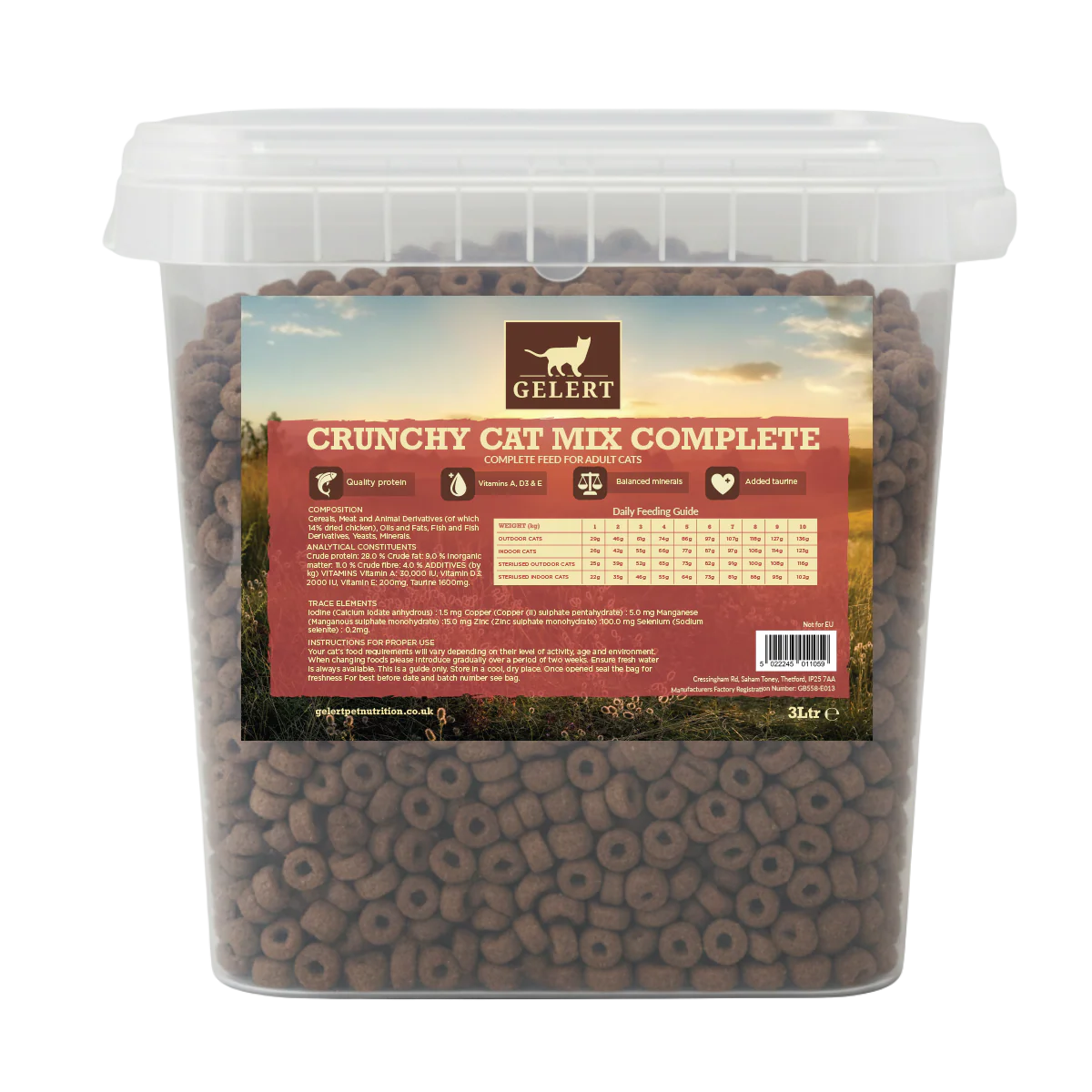 Gelert Crunchy Cat Mix Complete 3ltr Bucket
