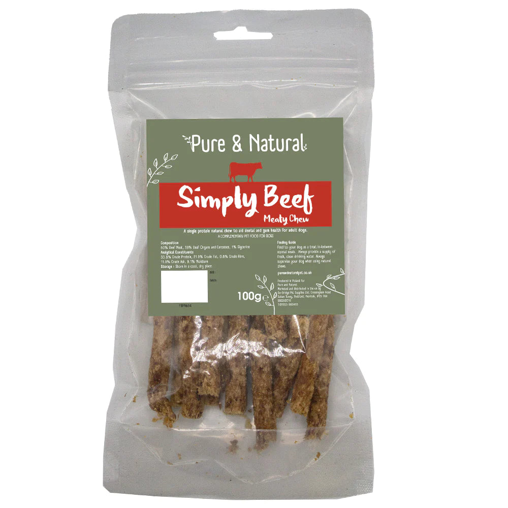 Pure & Natural Meat Sticks Beef 100gm