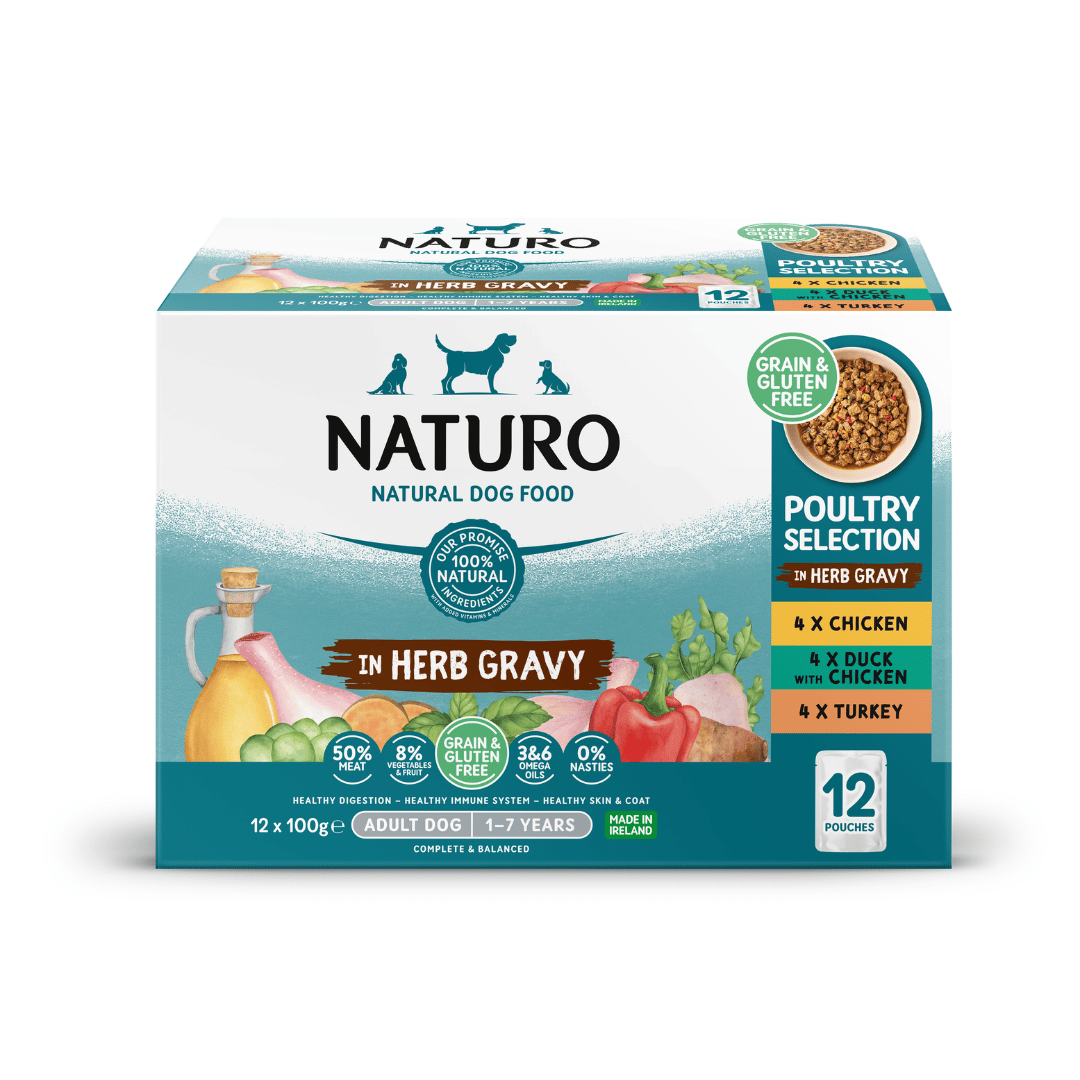 Naturo Adult Dog Pouch Poultry Selection in Herb Gravy 12 x 100g  - Case of 4