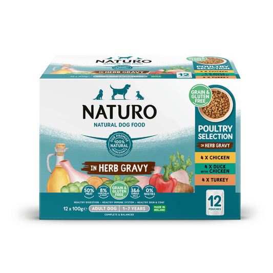 Naturo Adult Dog Pouch Poultry Selection in Herb Gravy 12 x 100g  - Case of 4