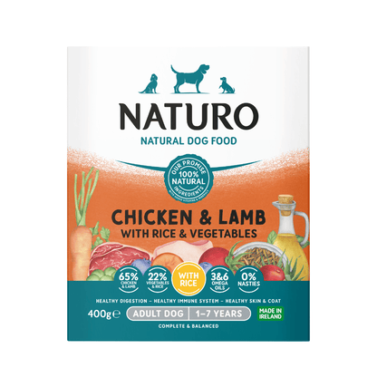Naturo Adult Dog Tray Chicken Lamb Rice & Veg 7 x 400g