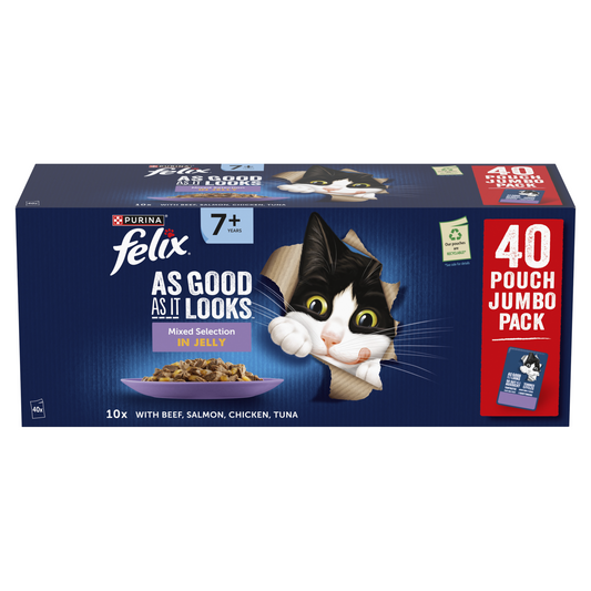 Felix 'As Good as it Looks' Cat Pouch - 7+ Senior Mixed 40 x 85g