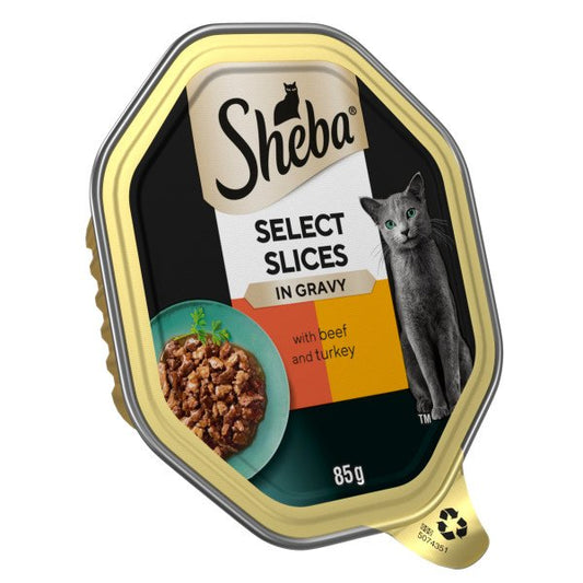 Sheba Cat Foils Select Slices Beef & Turkey in Gravy 22 x 85g
