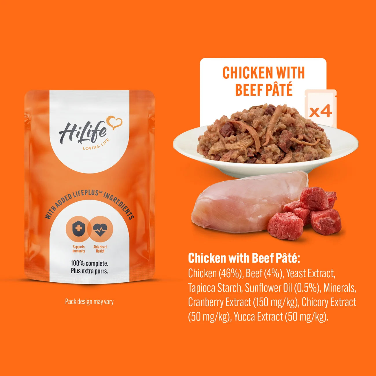 HiLife Cat Pouch Complete Chicken / Chicken with Beef Pate Wet Cat Food Pouches 32 x 70g