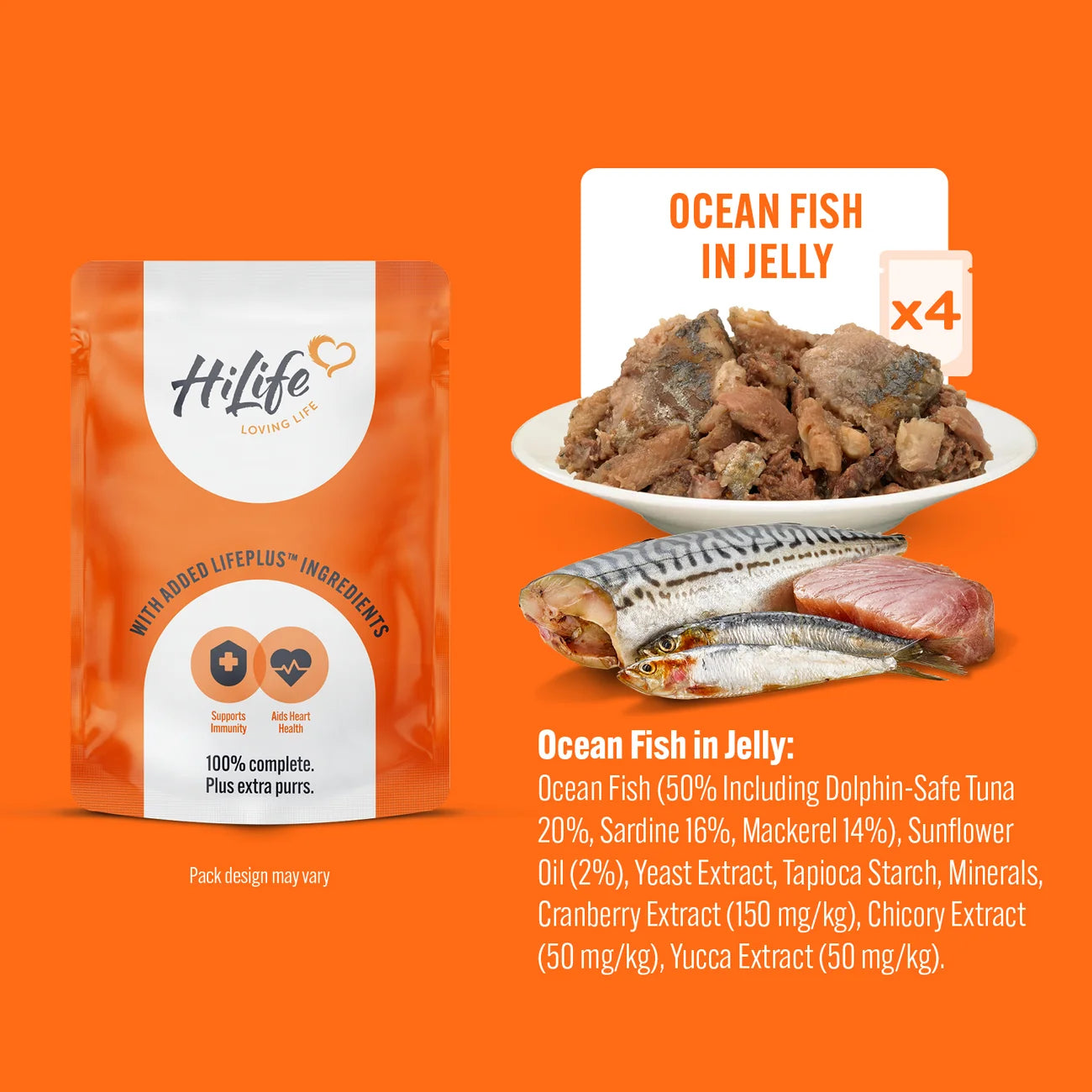HiLife Cat Pouch Complete Fish in Jelly Wet Cat Food Pouches 32 x 70g