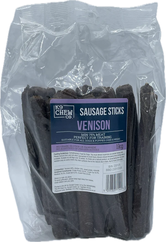 K9 Chew Co. Venison Sausage Sticks 1kg