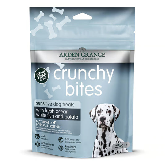 Arden Grange Crunchy Bites Sensitive Grainfree Ocean White Fish & Potato 225g - Case of 10