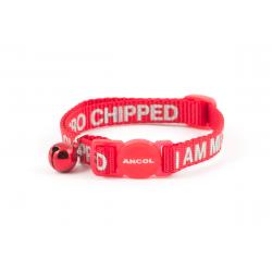 Ancol Cat Collar I Am Micro-chipped 20-30cm Red