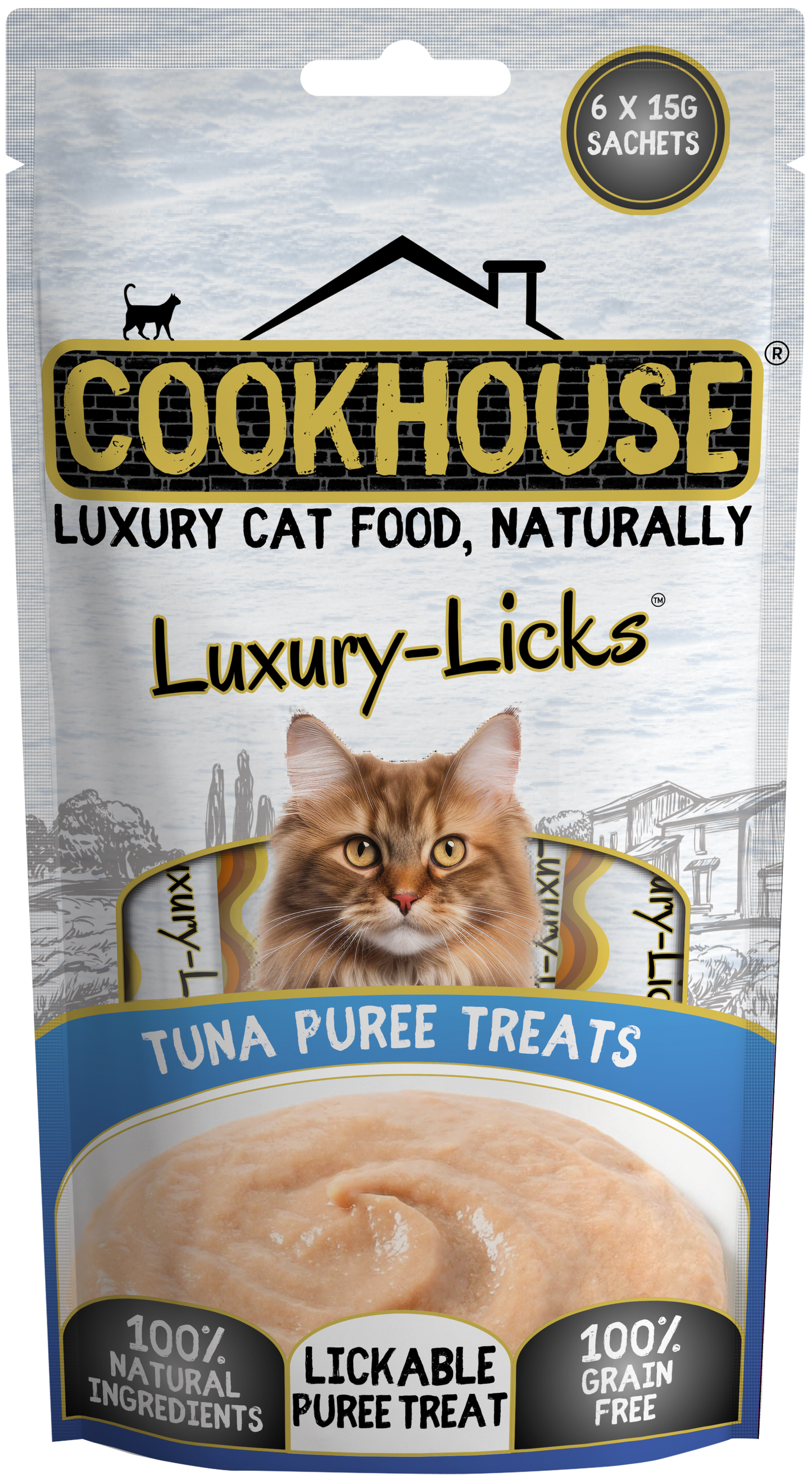 COOKHOUSE Luxury Cat Licks Puree Tuna 6 x15g - Case of 8