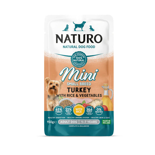 Naturo Adult Mini Pouch - Turkey with Rice & Veg 150g x 8