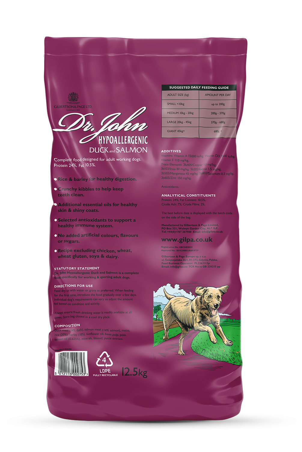 Dr John Hypoallergenic Duck & Salmon Dog Food 12.5kg - Buy 2 Bags Save 5%