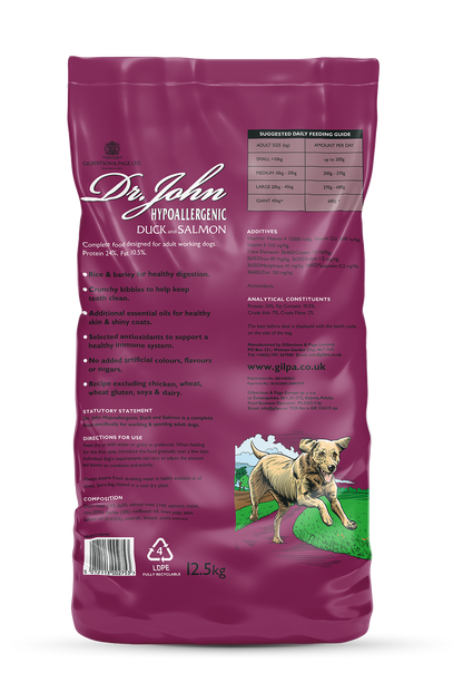 Dr John Hypoallergenic Duck & Salmon Dog Food 12.5kg - Buy 2 Bags Save 5%