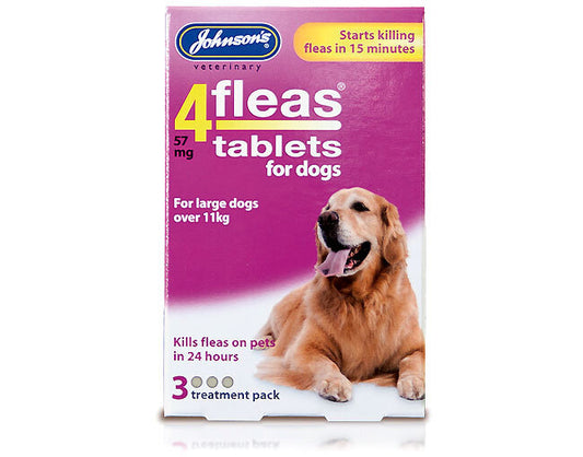 Johnson's Veterinary 4 Fleas Dog Flea Tablets Large Dog 11+ kg