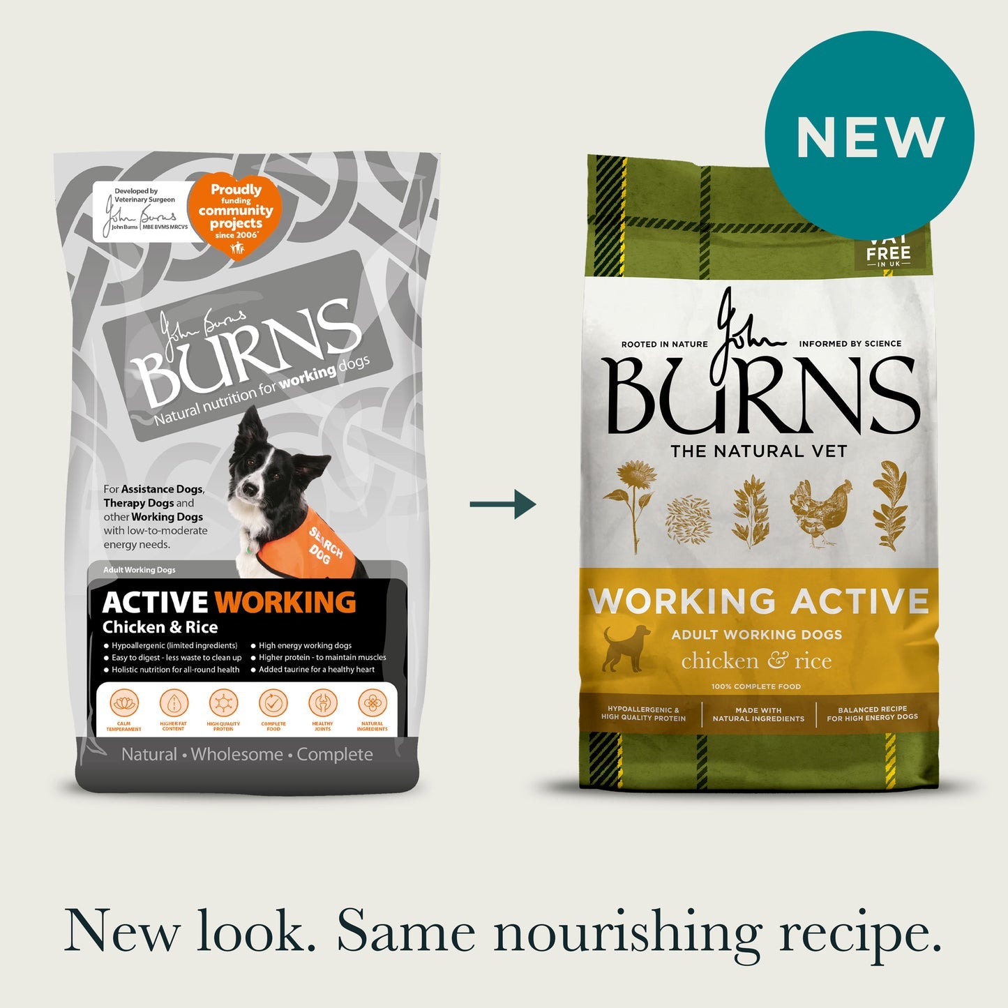 Burns Active Working Chicken & Rice Dry Dog Food 12kg - Buy 2 Bags Save 5%