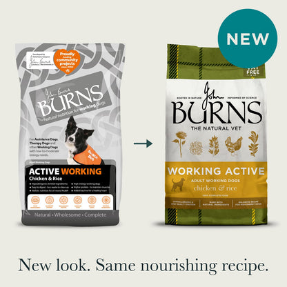 Burns Active Working Chicken & Rice Dry Dog Food 12kg - Buy 2 Bags Save 5%