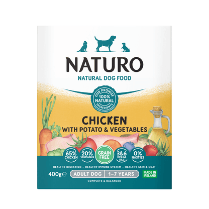 Naturo Adult Dog Tray Grain Free Chicken Potato & Veg 7 x 400g