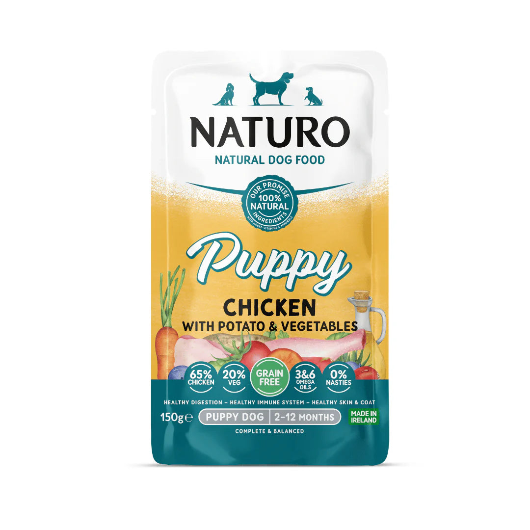 Naturo Puppy Grain Free Chicken with Potato & Vegetables Pouch 150g - Pack of 8