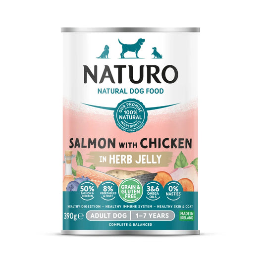 Naturo Can Adult Dog Grain & Gluten Free Salmon with Chicken in a Herb Jelly 12 x 390g