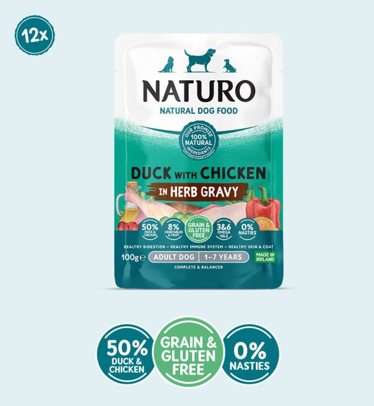 Naturo Adult Dog Pouch Duck & Chicken Pate 100g - Case of 12