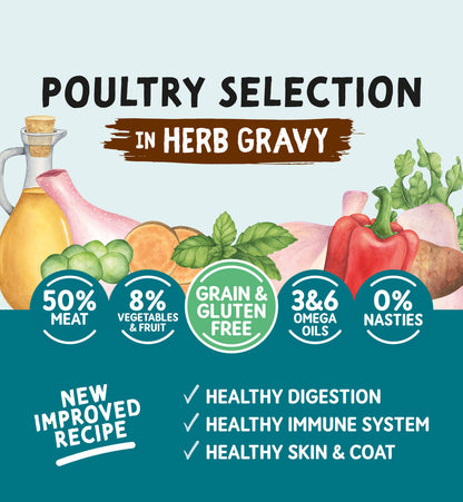 Naturo Adult Dog Pouch Poultry Selection in Herb Gravy 12 x 100g  - Case of 4