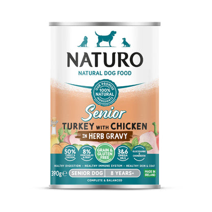 Naturo Cans Senior Dog Grain & Gluten Free Turkey with Chicken in a Herb Gravy 12 x 390g