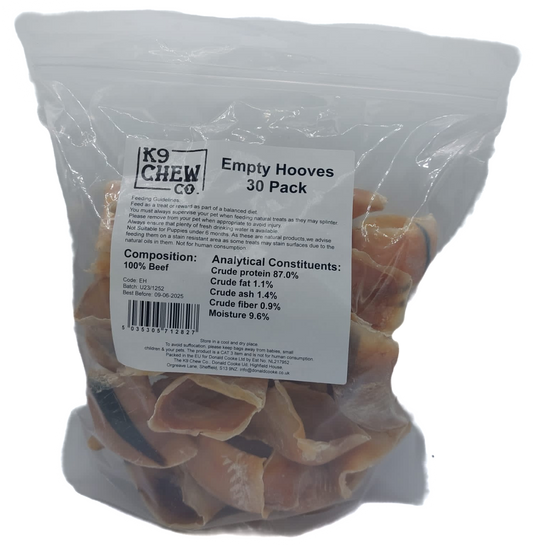 K9 Chew Co. Cow Hooves Empty Pack of 30