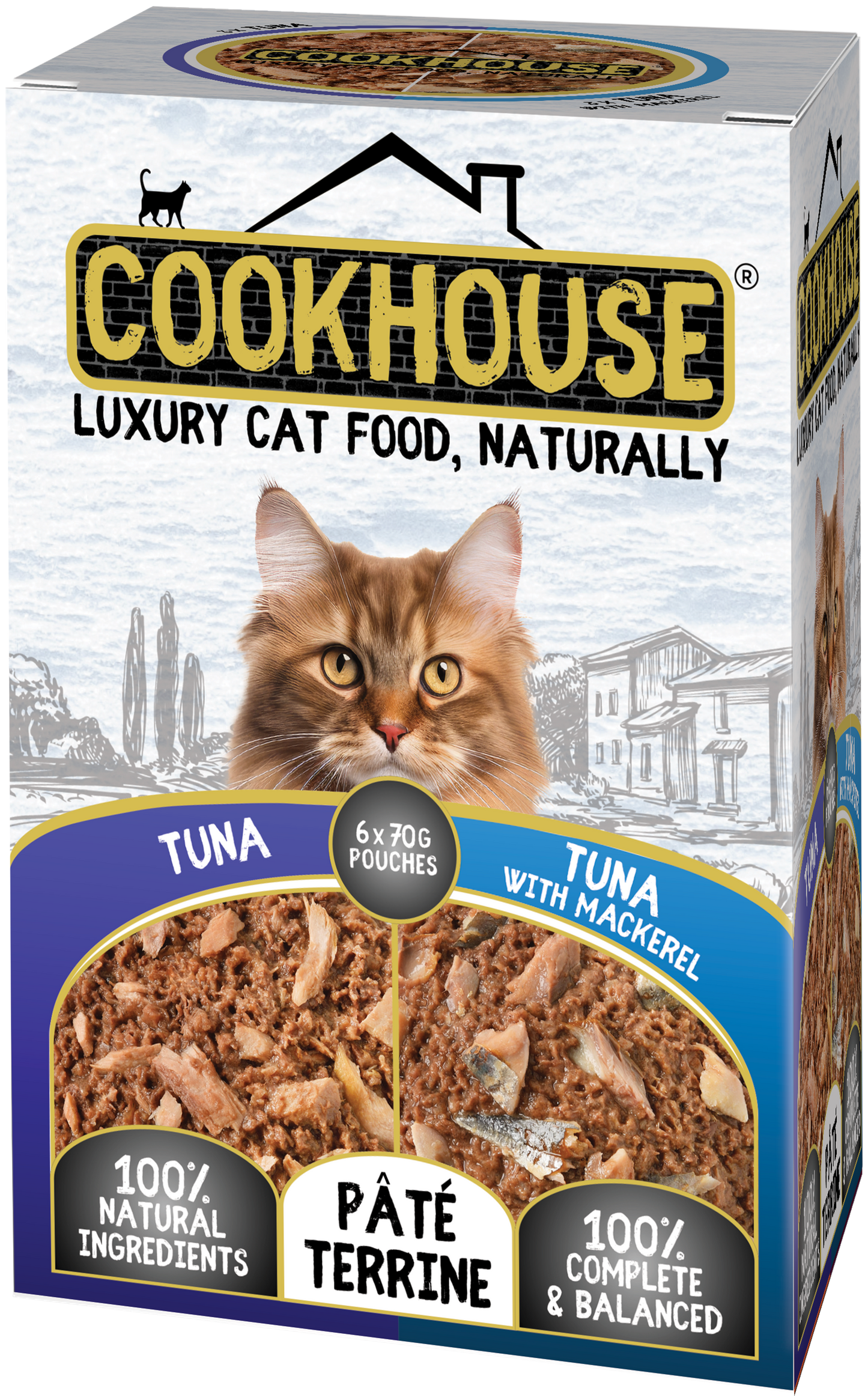 COOKHOUSE 100% Natural & Complete Luxury Wet Cat Food - 36 x 70g Pouches - Tuna Loin/Tuna Loin with Mackerel - Fillets in Jelly