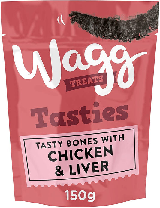 Wagg Tasties Dog Treats Tasty Bones - Chicken & Liver 150g - Pack of 7