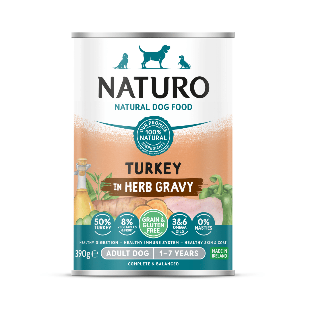 Naturo Cans Adult Dog Grain & Gluten Free Turkey in a Herb Gravy 12 x 390g