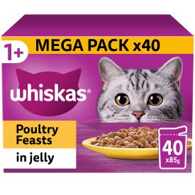 Whiskas Pouch 1+ Poultry Favourites in Jelly MEGA 40 x 85g