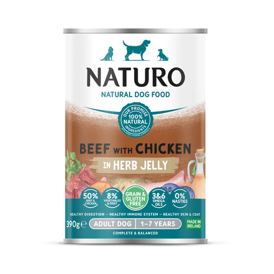 Naturo Adult Dog Grain & Gluten Free Beef with Chicken in a Herb Jelly 12x 390g