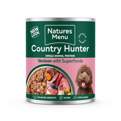 Country Hunter Dog Food Wild Venison with Superfood cans 6 x 600g