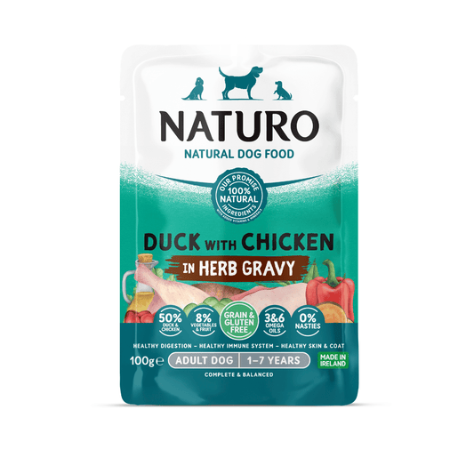 Naturo Adult Dog Pouch Duck with Chicken in Herb Gravy 100g - Case of 12