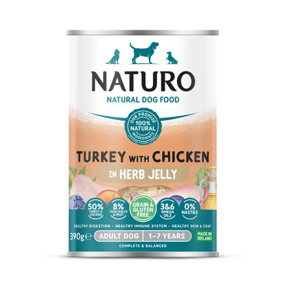 Naturo Can Adult Dog Grain & Gluten Free Turkey with Chicken in a Herb Jelly 12 x 390g