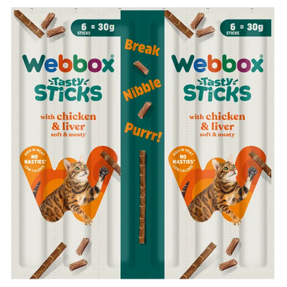 Webbox Tasty Sticks Chicken & Liver Cat Treats 30g - Case of 25 (150 sticks)