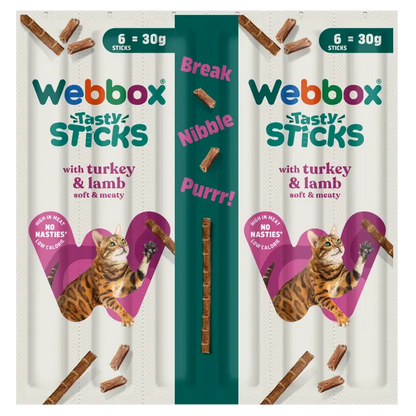 Webbox Tasty Sticks Turkey & Lamb Cat Treats 30g - Case of 25 (150 sticks)