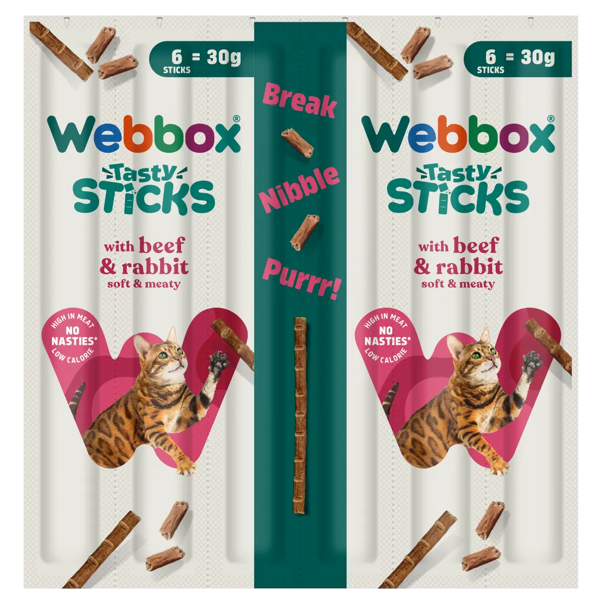Webbox Tasty Sticks Beef & Rabbit Cat Treats 30g - Case of 25 (150 sticks)
